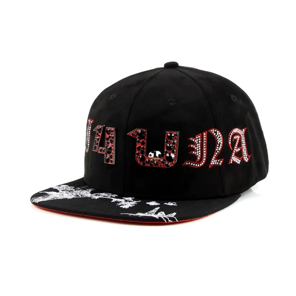 街头风5片大头帽金属牌烫钻定制款 - Premium OEM headwear detail