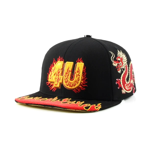 街头风6页顶大头帽皮章3d绣定制款 - Premium OEM headwear detail