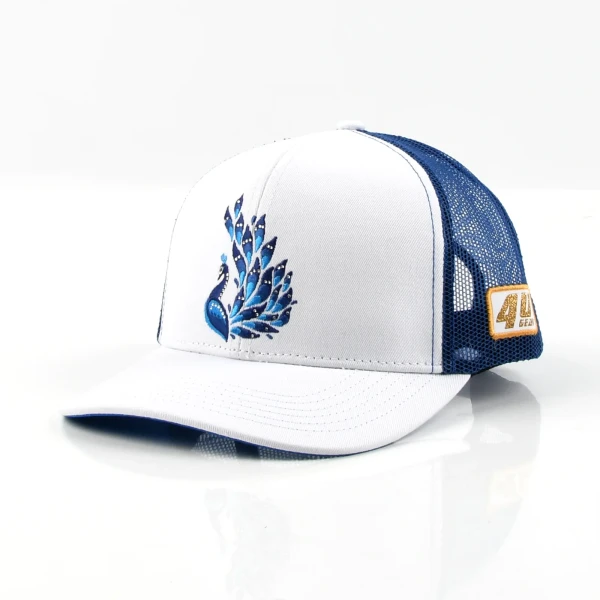 街头风6片网帽平绣烫钻定制款 - Premium OEM headwear detail