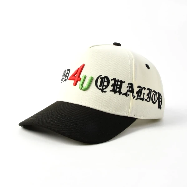 5片棒球帽3d绣。锁链绣3D绣定制款 - Premium OEM headwear detail