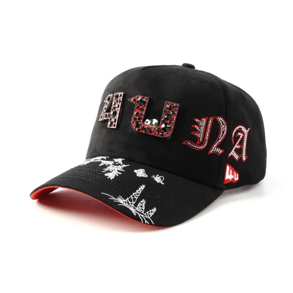 街头风5片棒球帽金属牌烫钻定制款 - Premium OEM headwear detail