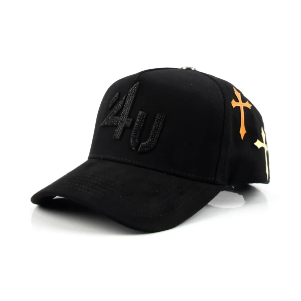 면 5패널 베이스볼 캡 Flat Embroidery / 아플리케 자수 디테일 - Premium OEM headwear detail