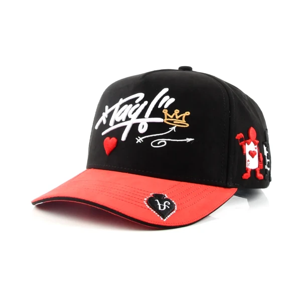 Streetwear 5패널 베이스볼 캡 Flat Embroidery / Rhinestone 디테일 - Premium OEM headwear detail