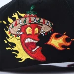 Streetwear 5-Panel Baseball Cap with Flat Embroidery and Rhinestone - View 12