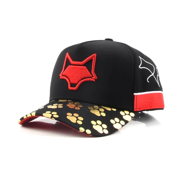 casquette baseball 5 panneaux en coton avec broderie de bordure et Flat Embroidery - Premium OEM headwear detail