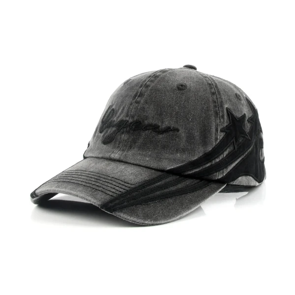 6片棒球帽平绣贴布绣定制款 - Premium OEM headwear detail