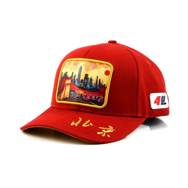 6片棒球帽膠章織嘜章訂製款 - Premium OEM headwear detail
