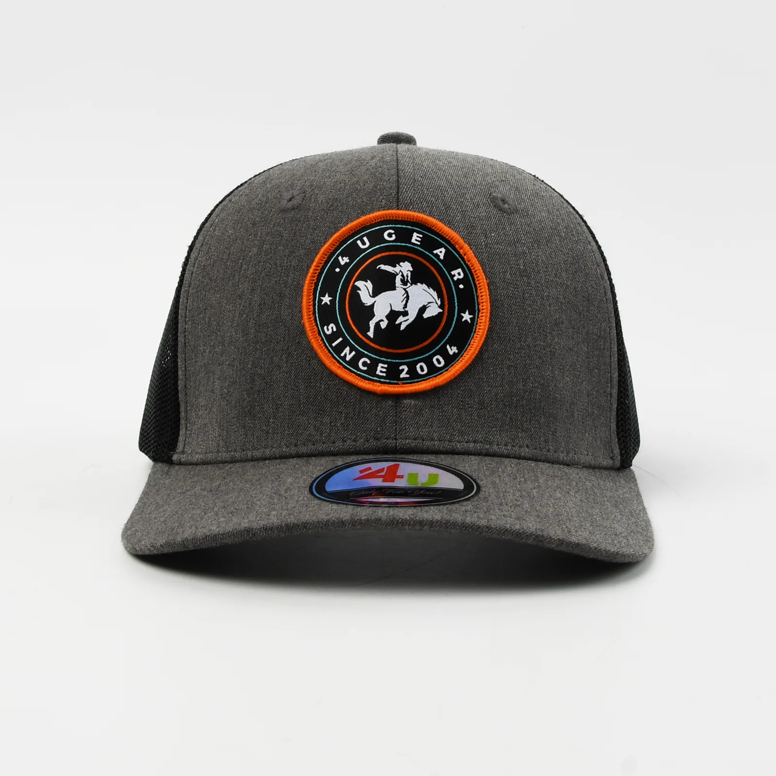 6-Panel Trucker Cap with Woven Patch and Border Embroidery