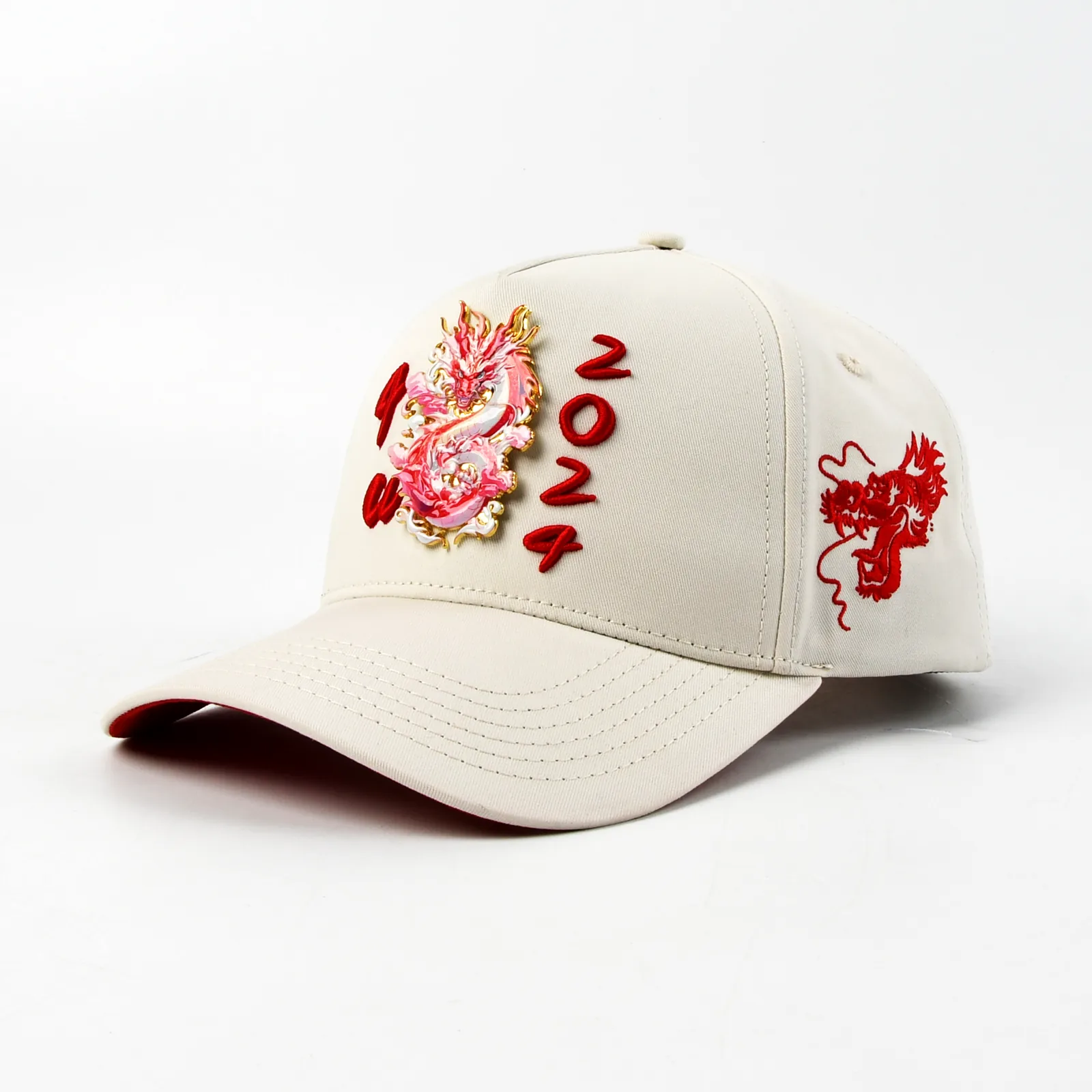 街头风5片棒球帽金属牌3d绣定制款