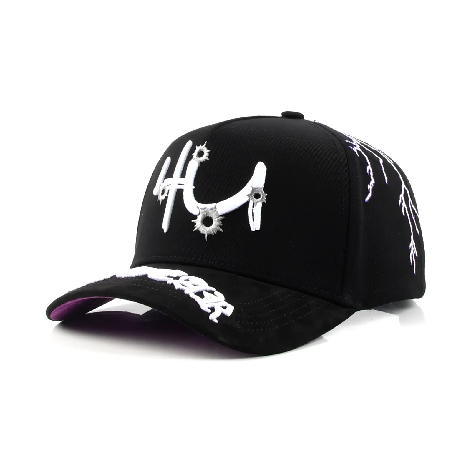 Streetwear 5-Panel Baseball Cap with Flat Embroidery and 3D Embroidery