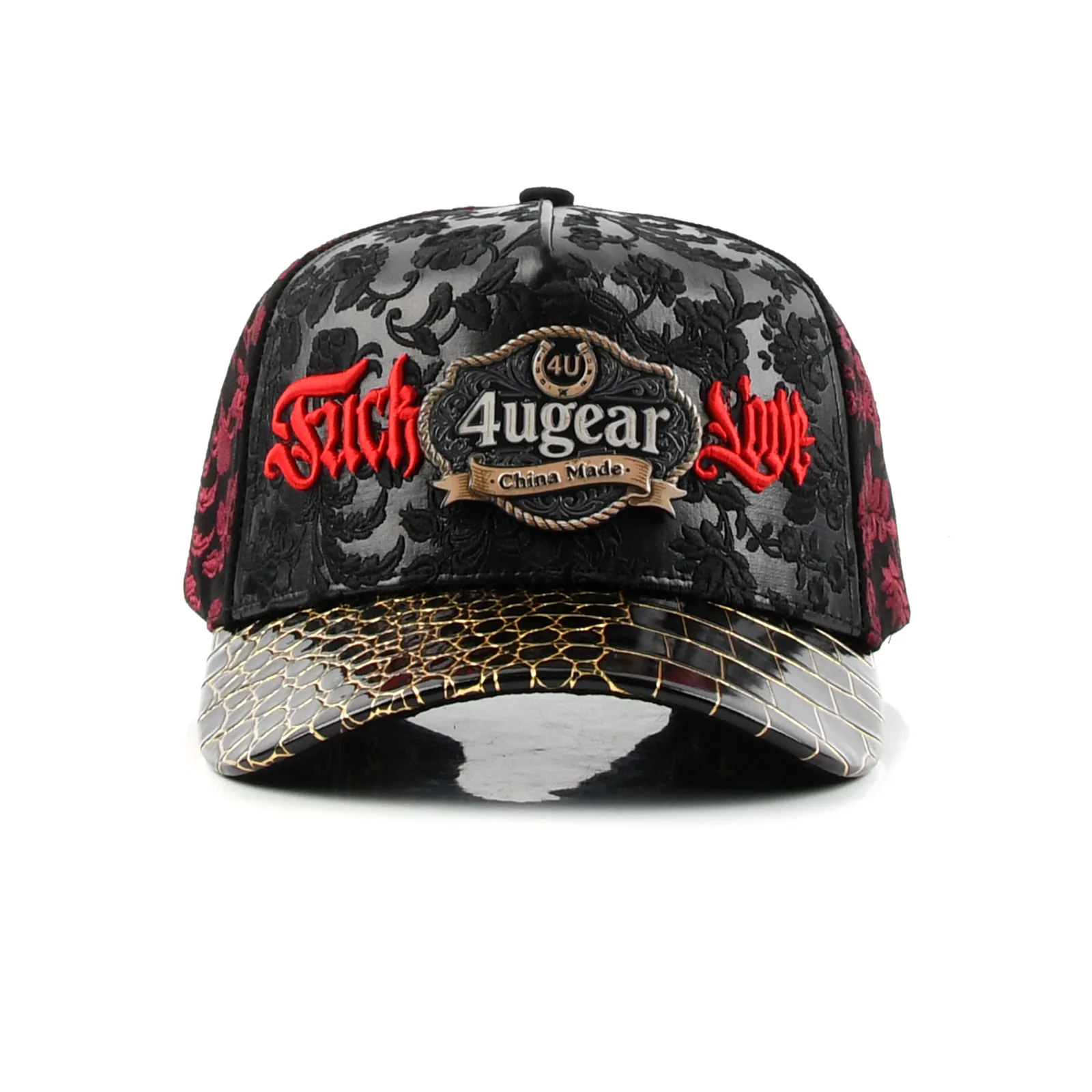Streetwear 5-Panel Baseball Cap with Flat Embroidery and Metal Plate