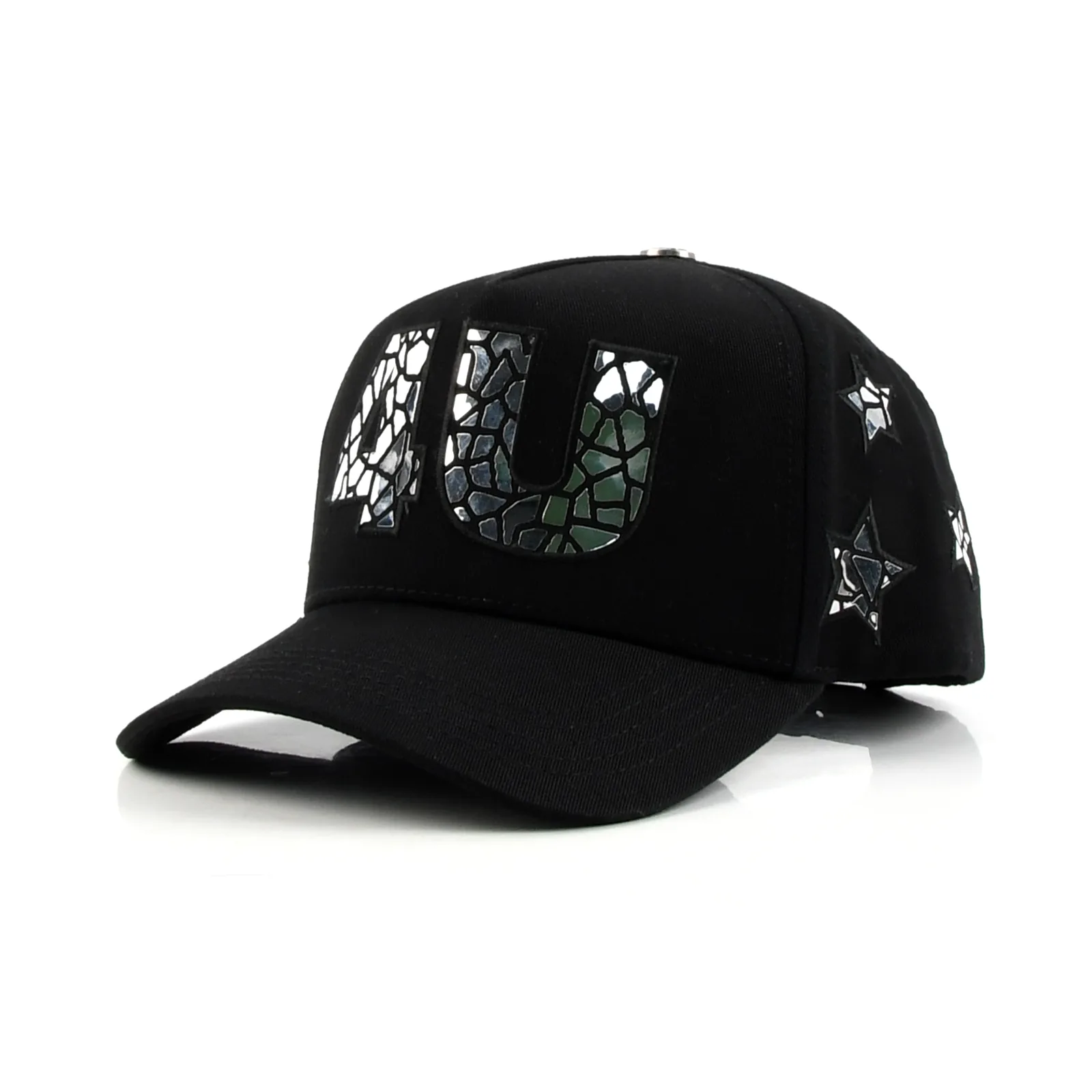 Streetwear 5-Panel Baseball Cap with Rhinestone and 3D Embroidery